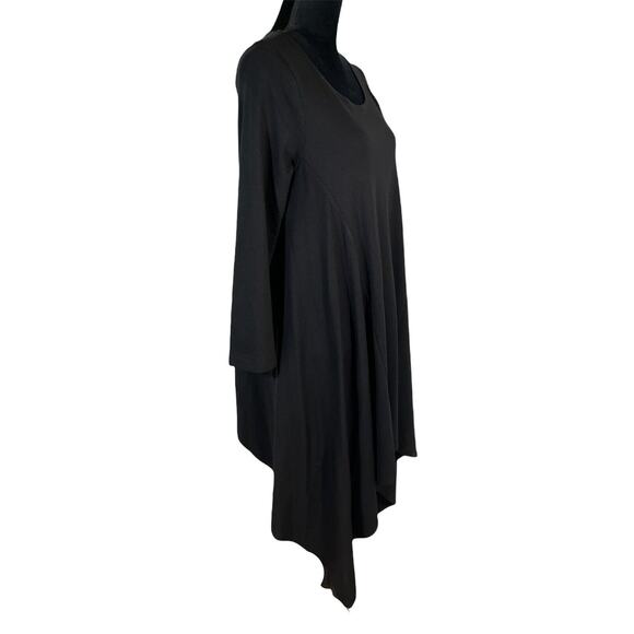 Bryn Walker Lagenlook Black Tunic Blouse Asymmetrical Hem Long Sleeve Size Small - Picture 2 of 7